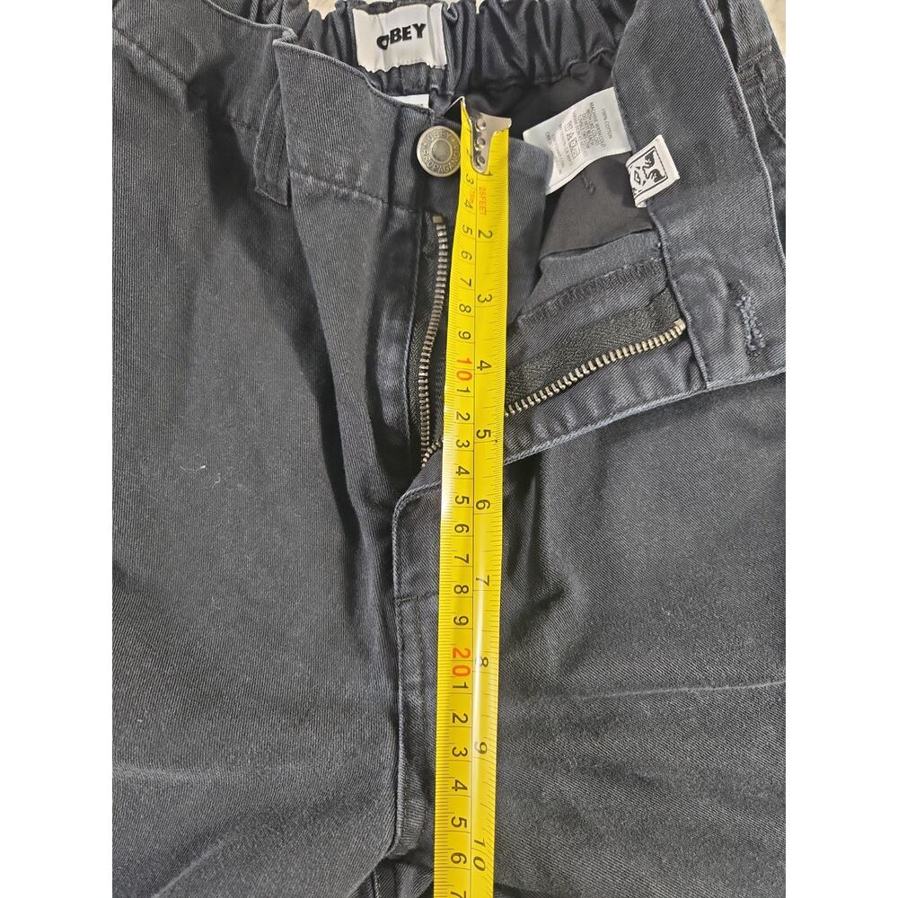 Obey Cargo Pants Womens 26 Black Wide Leg Embroidered Streetwear Skate Y2K #118 - Picture 3 of 8